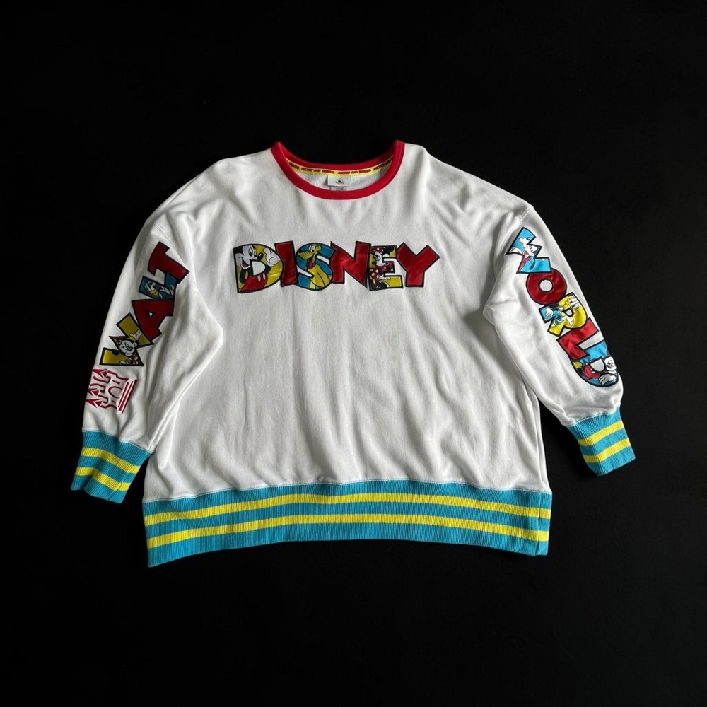 Disney Mickey & Friends Men's Sweatshirt 3X White Walt Disney World Spellout‎